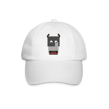 Minimalistisches Hippo-Gesicht - Baseballkappe - Weiß/Weiß - Vorne