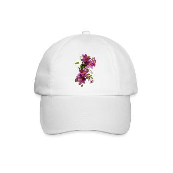 Purple Clematis – Floral Illustration - Baseball Cap - white/white - Front