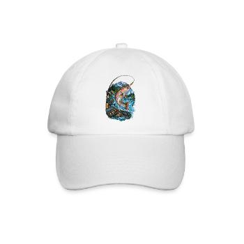 Poissons arc-en-ciel sautent au lac de montagne - Casquette classique - blanc/blanc - Devant
