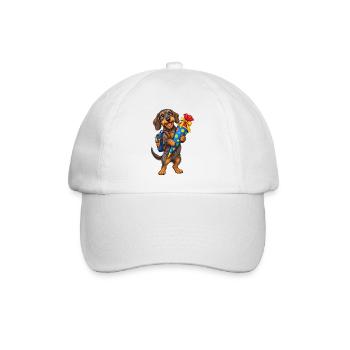Dackel Schulanfang – Einschulung mit Schultüte - Baseballkappe - Weiß/Weiß - Vorne