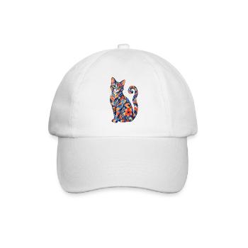 Patchwork Cat Floral Pattern - Baseball Cap - white/white - Front