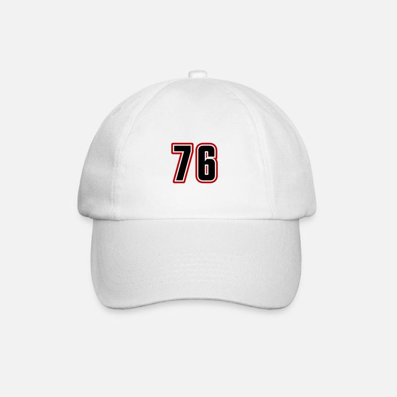 76 Zahl Symbol - Baseballkappe - Weiß/Weiß
