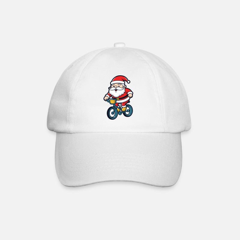 Weihnachtsmann Fahrrad Comic Weihnachten - Baseballkappe - Weiß/Weiß