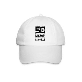 50 ans ne m'appelez pas mamie / cadeau 50 ans - Casquette classique - blanc/blanc - Devant