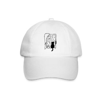 Chat assis fenêtre nuit - Casquette classique - blanc/blanc - Devant