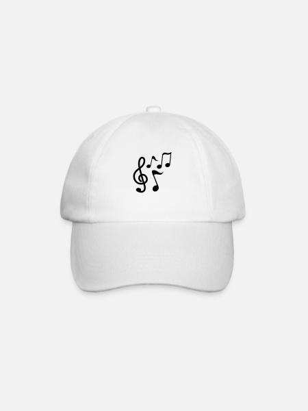 Noten - Musik - Baseballkappe - Weiß/Weiß