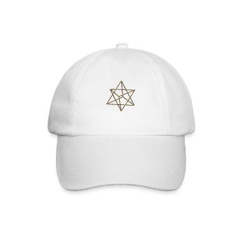 Merkaba, 3D, gold, divine light vehicle, sacred - Baseball Cap - white/white - Front