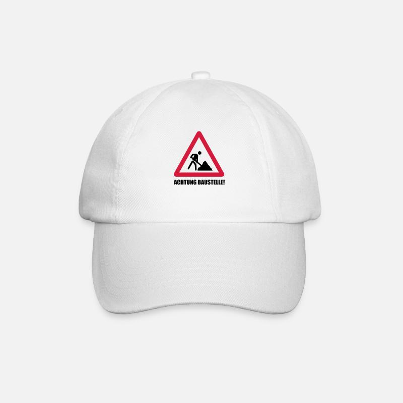 baustelle achtung - Baseballkappe - Weiß/Weiß