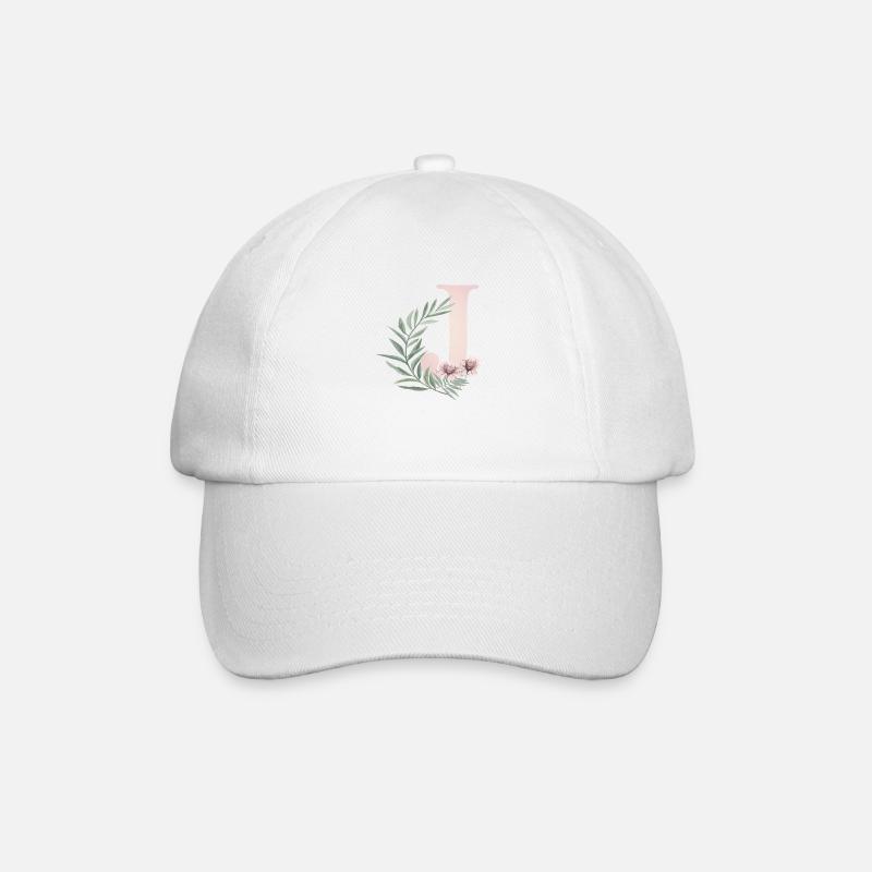 Buchstabe J mit Blumen - Baseballkappe - Weiß/Weiß
