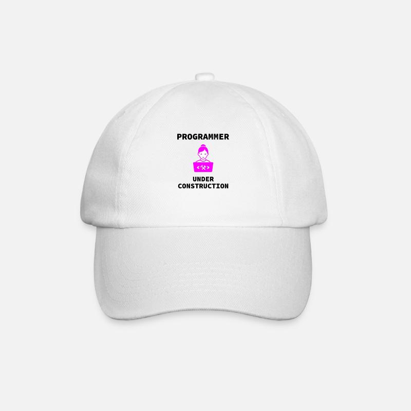Girl Programmer Under Construction, Dev Girl - Baseball Cap - white/white