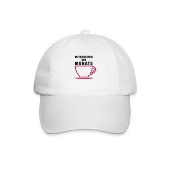 Mitarbeiter des Monats, Kaffee, Büro, Spruch - Baseballkappe - Weiß/Weiß - Vorne