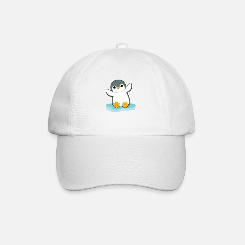 Pinguin - Baseballkappe - Weiß/Weiß