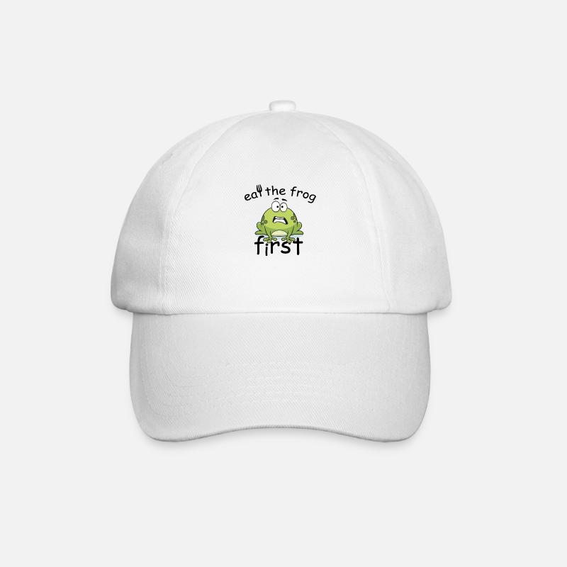 Eat The Frog First - Baseballkappe - Weiß/Weiß