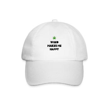 l’herbe me rend heureux cannabis marijuana - Casquette classique - blanc/blanc - Devant