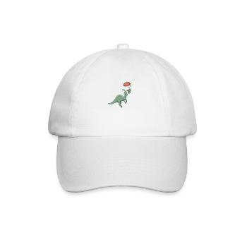 süßer Dinosaurier mit Blume - Baseballkappe - Weiß/Weiß - Vorne