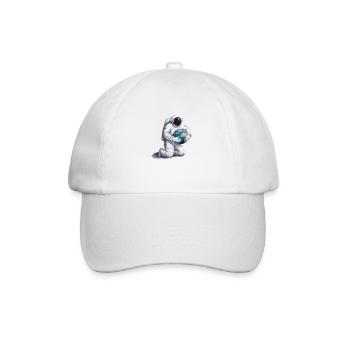 Astronaut mit Erdkugel Geschenk für Astronauten - Baseballkappe - Weiß/Weiß - Vorne