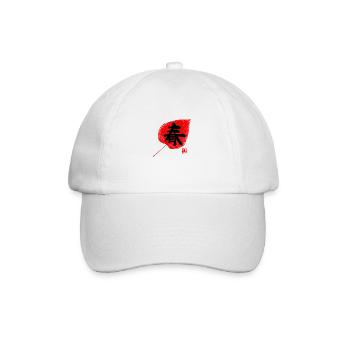 spring kanji sur feuille noire - Casquette classique - blanc/blanc - Devant