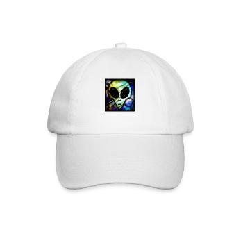 Stained glass alien - Baseball Cap - white/white - Front