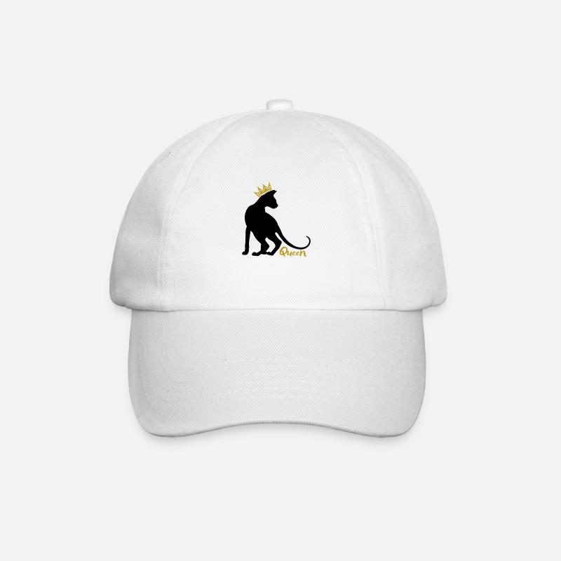 Queen Cat with Crown: OKH, Peterbald, Sphynx - Baseball Cap - white/white