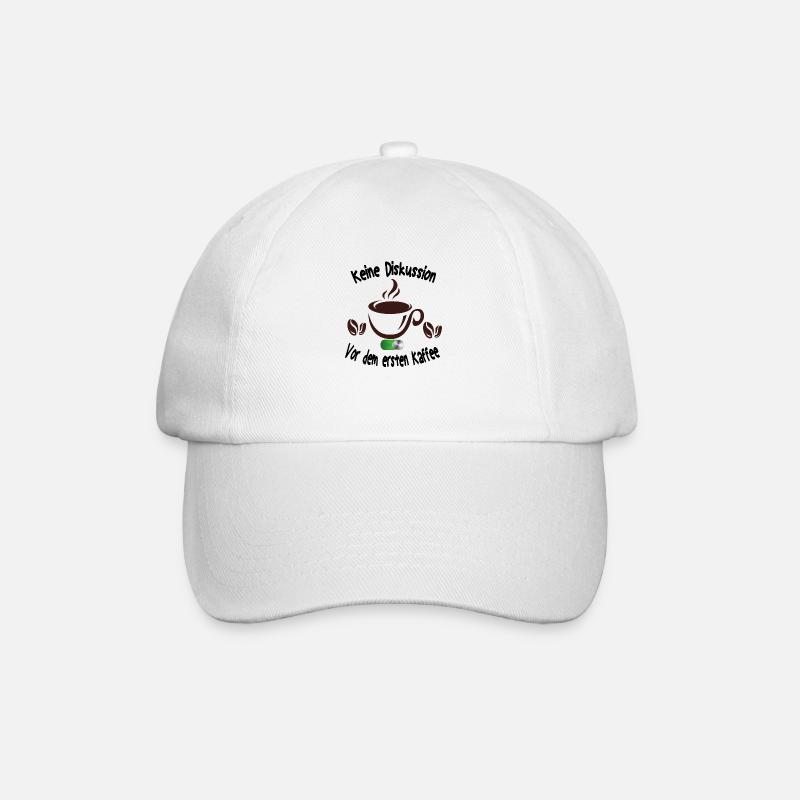 Keine Diskussion Vor dem ersten Kaffee T-Shirt - Baseballkappe - Weiß/Weiß
