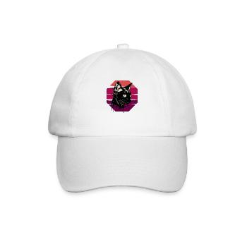 Cat Wearing Headphones | cat wearing earphones - Baseball Cap - white/white - Front