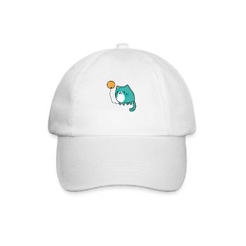 Kawaii Katze mit Luftballon (Geburstag,Spaß, Cute) - Baseballkappe - Weiß/Weiß - Vorne