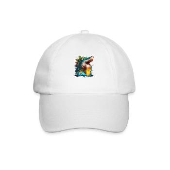 Cool shark drinking beer - Baseball Cap - white/white - Front