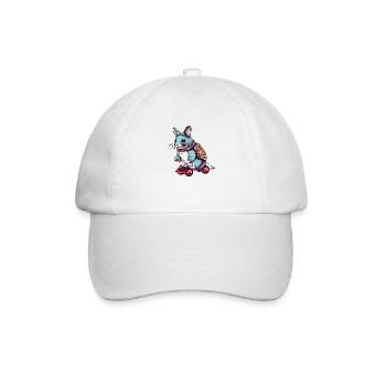 Un mignon chinchilla monte sur une planche à roulettes - Casquette classique - blanc/blanc - Devant