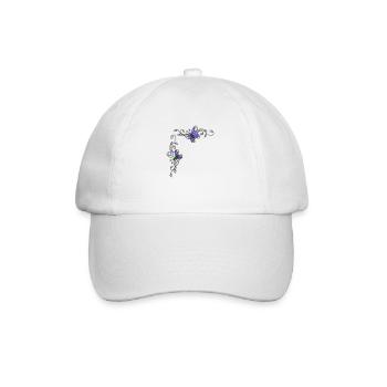 Schmetterlinge mit Blumenranken - Baseballkappe - Weiß/Weiß - Vorne
