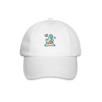 hugadino verliebter Dino, Herz, süßer Dinosaurier - Baseballkappe - Weiß/Weiß - Vorne
