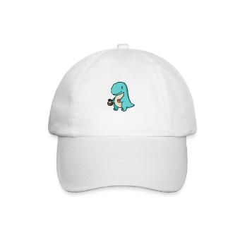 hugadino dino with coffee addiction, cute dinosaur - Baseball Cap - white/white - Front