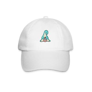 hugadino Dino mit Wärmflasche, süßer Dinosaurier - Baseballkappe - Weiß/Weiß - Vorne