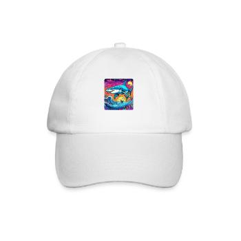 requin et coucher de soleil - Casquette classique - blanc/blanc - Devant