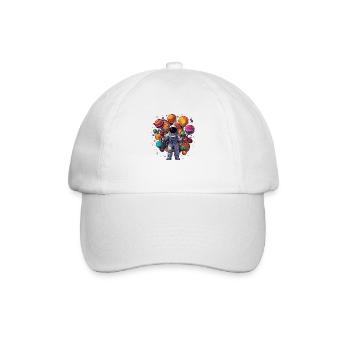 Astronaut with planet lollipops in hands - Baseball Cap - white/white - Front