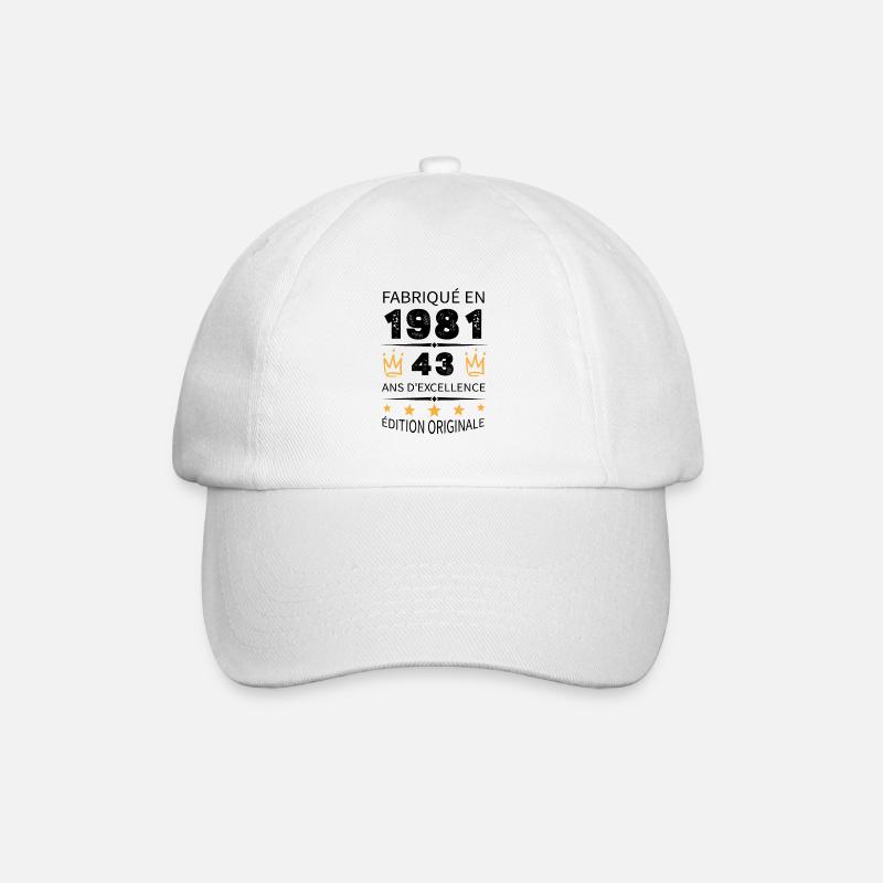Fabriqué En 1981 Né En 1981 43 Ans Anniversaire - Casquette classique - blanc/blanc
