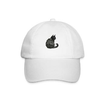 Black Cat Pet Kitten Punt Purr - Baseball Cap - white/white - Front