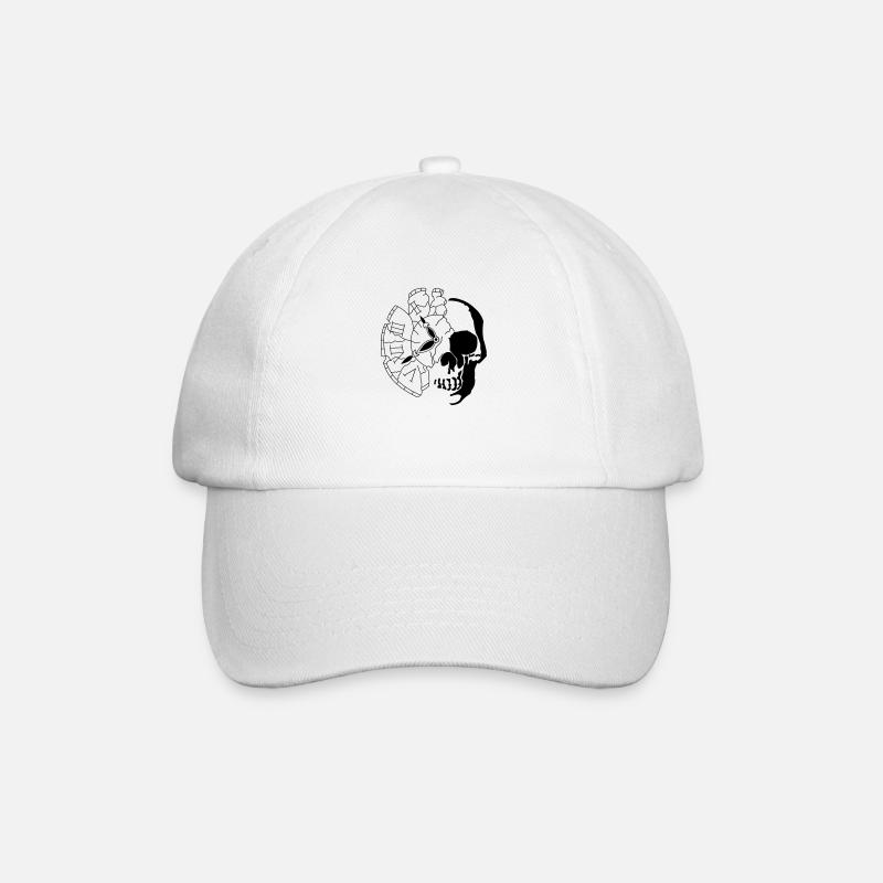 Schädel mit Uhr - Baseballkappe - Weiß/Weiß