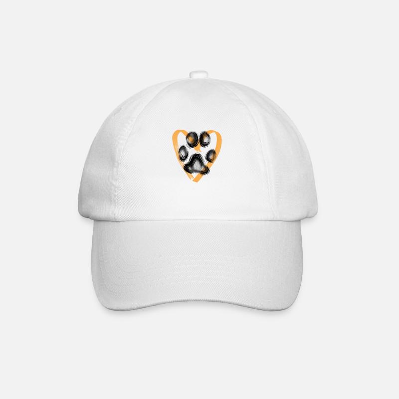Pfotenabdruck mit Herz, orange - Baseballkappe - Weiß/Weiß