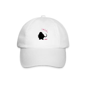 Schwarzer Elefant mit rosa Farbe - Baseballkappe - Weiß/Weiß - Vorne