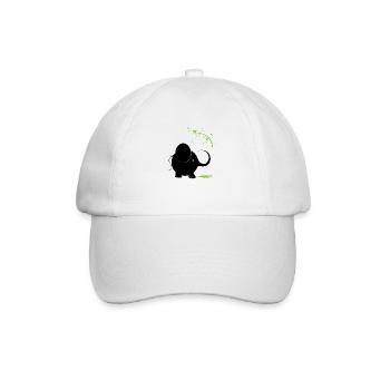 Schwarzer Elefant mit grüner Farbe - Baseballkappe - Weiß/Weiß - Vorne