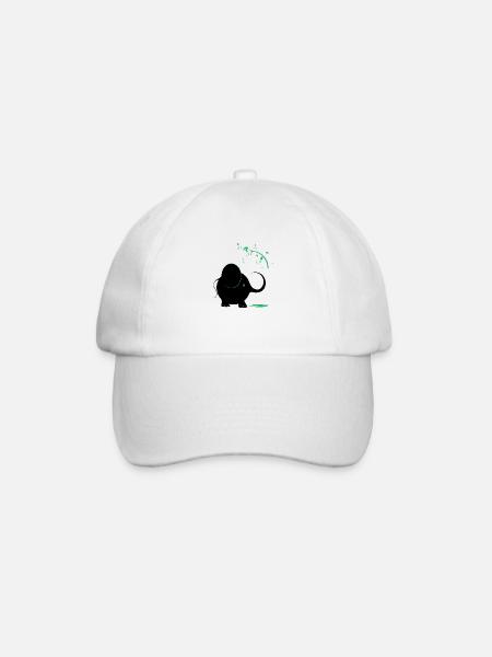 Black elephant with turquoise paint - Baseball Cap - white/white