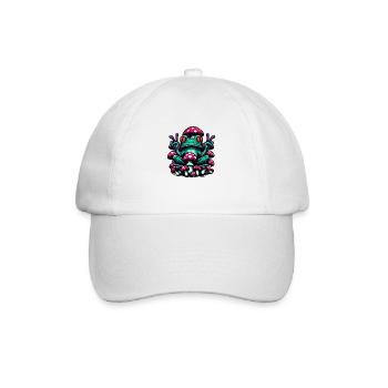 Frog with toadstool - Baseball Cap - white/white - Front