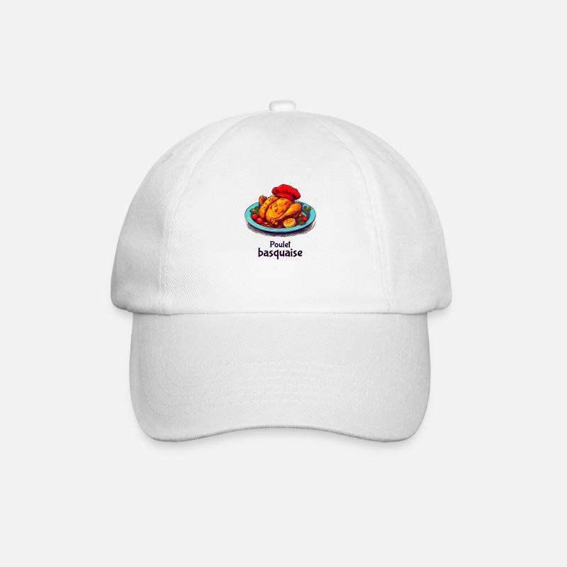 Poulet Basquaise - Text sombre - Casquette classique - blanc/blanc