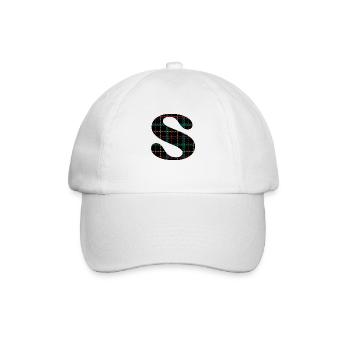 Schottisches Schottenkaro des Monogramms - Baseballkappe - Weiß/Weiß - Vorne
