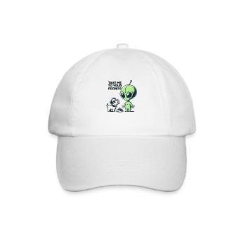 Funny Alien and Dog Cartoon - Take Me to Your Feed - Baseball Cap - white/white - Front