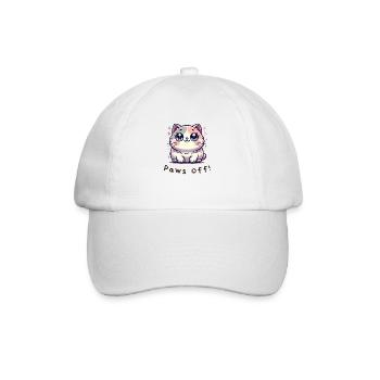 Paws Off! – Lustiges Katzen Shirt - Baseballkappe - Weiß/Weiß - Vorne