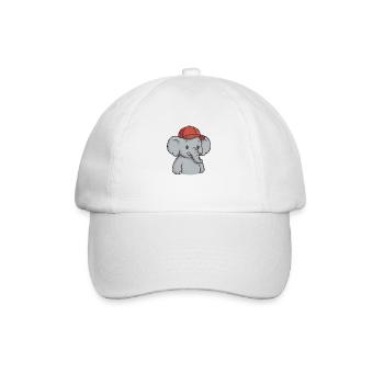 Éléphant avec bonnet rouge – Cute Street Style - Casquette classique - blanc/blanc - Devant