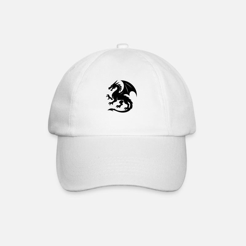 Dragon (black) - Baseball Cap - white/white