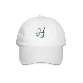Buchstabe H mit Pflanzen - Baseballkappe - Weiß/Weiß - Vorne
