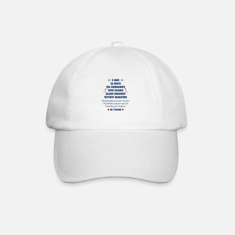 Anniversaire mariage 3 ans - Casquette classique - blanc/blanc